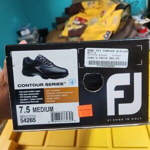 FOOTJOY Contour Series 54265 Men's 7.5 M Golf Shoes Black/Gray Oxford Soft Spike